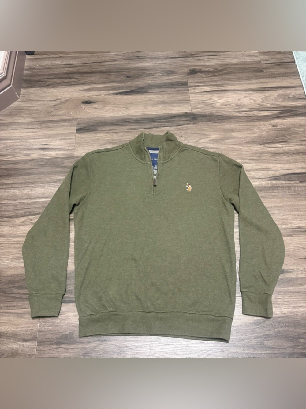 U.S. Polo Assn. Olive Green Quarter-Zip Men's Sweater